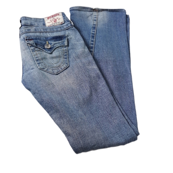 True Religion Joey Flare Low Rise Blue Jeans SZ 26 - Picture 1 of 6